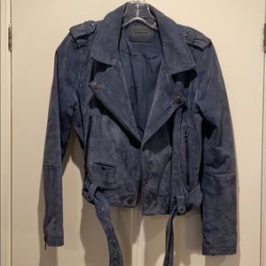 Blank NYC cropped navy suede jacket